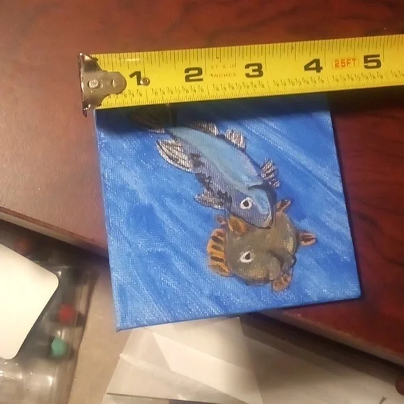 Hand Painted Fish Painting - 4"x4" - Picture 5 of 5